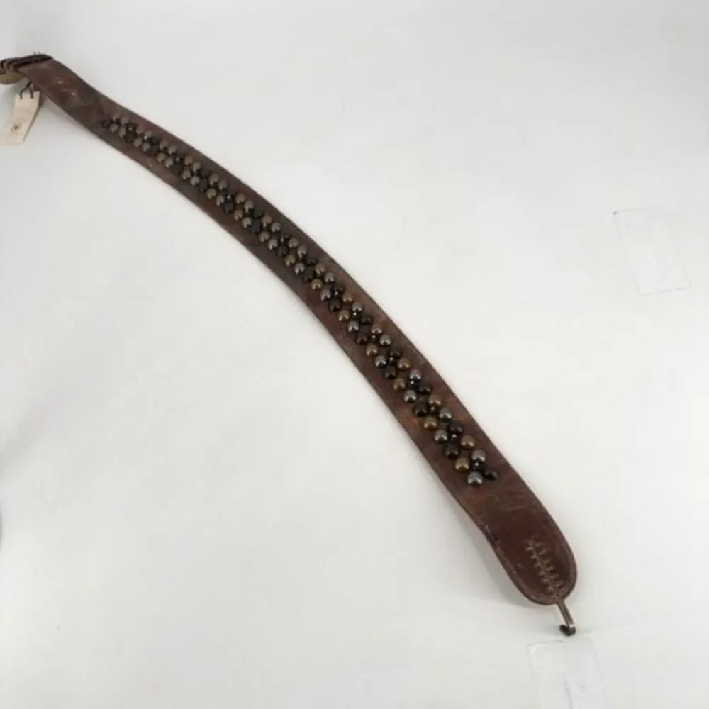 NWT Cassandra Los Angeles Women's Leather Spiked Studded Beluga Belt Brown Small